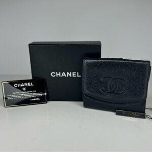 🖤Chanel Black Caviar Lambskin Leather CC Logo Bifold Wallet🖤